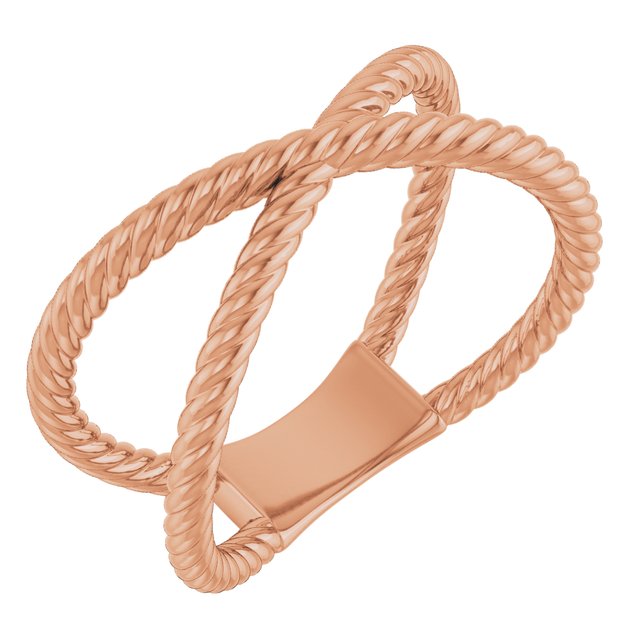 Twisted Rope Criss-Cross Ring — 14K Rose Gold