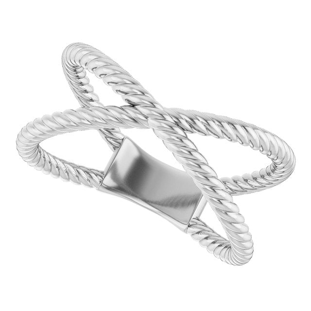 Twisted Rope Criss-Cross Ring — Sterling Silver
