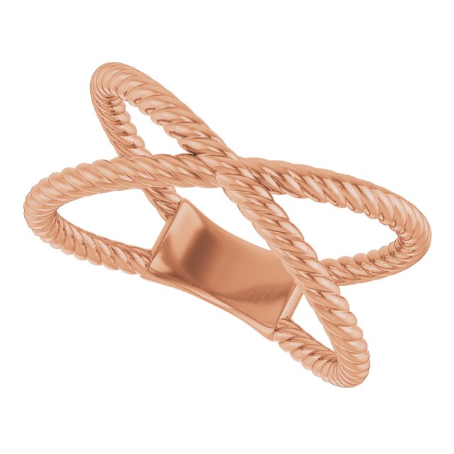 Twisted Rope Criss-Cross Ring — 14K Rose Gold