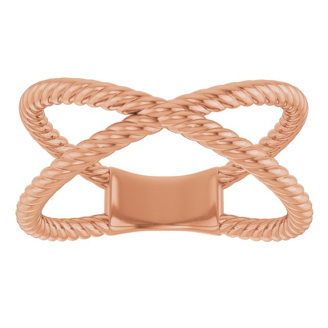 Twisted Rope Criss-Cross Ring — 14K Rose Gold