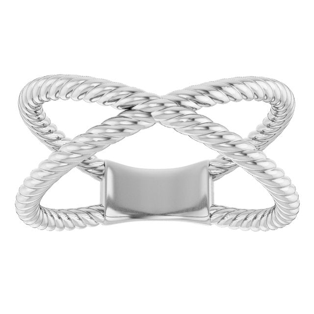 Twisted Rope Criss-Cross Ring — 14K White Gold