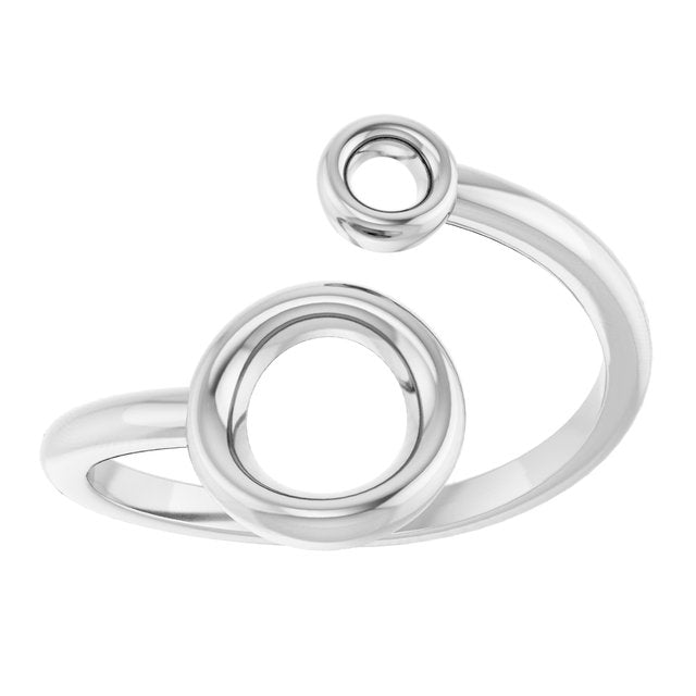 Double Open Circle Bypass Ring — Sterling Silver