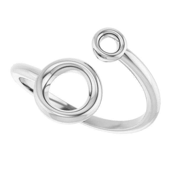Double Open Circle Bypass Ring — Sterling Silver