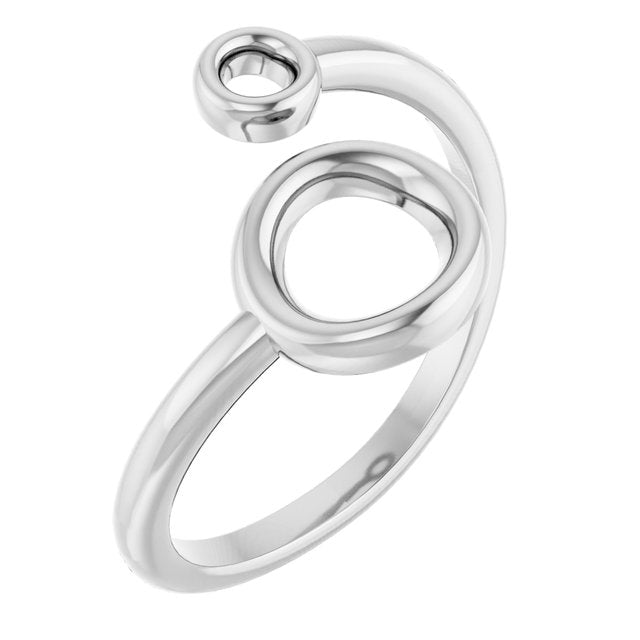 Double Open Circle Bypass Ring — Sterling Silver