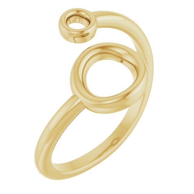 Double Open Circle Bypass Ring — 14K Yellow Gold