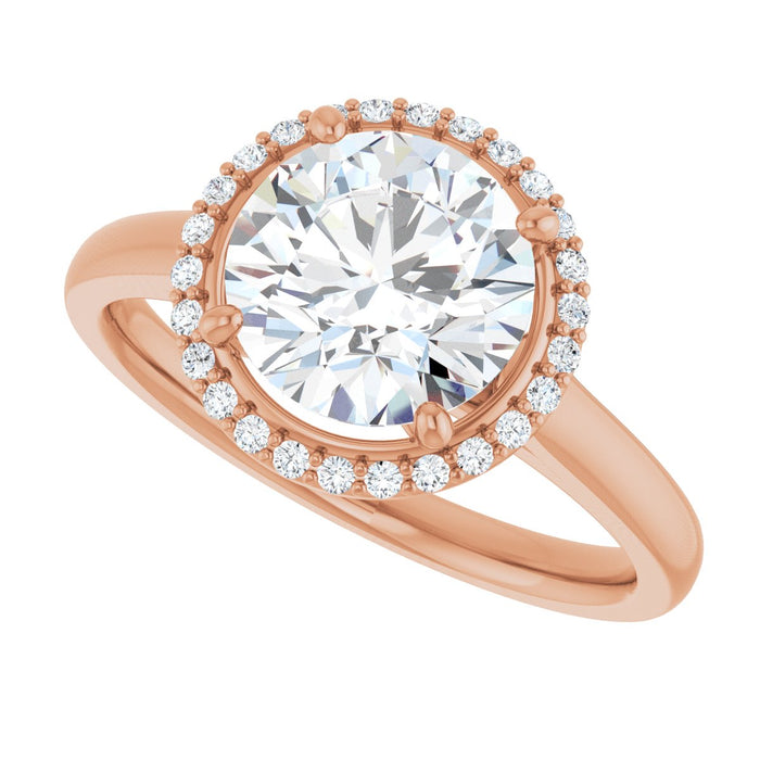 14K Rose Gold 8 mm Round Halo-Style Engagement Ring Mounting