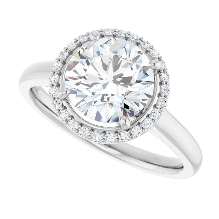 14K White Gold 8 mm Round Halo-Style Engagement Ring Mounting