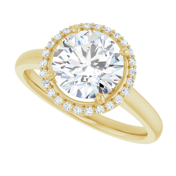 14K Yellow Gold 8 mm Round Halo-Style Engagement Ring Mounting