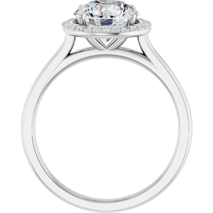 14K White Gold 8 mm Round Halo-Style Engagement Ring Mounting