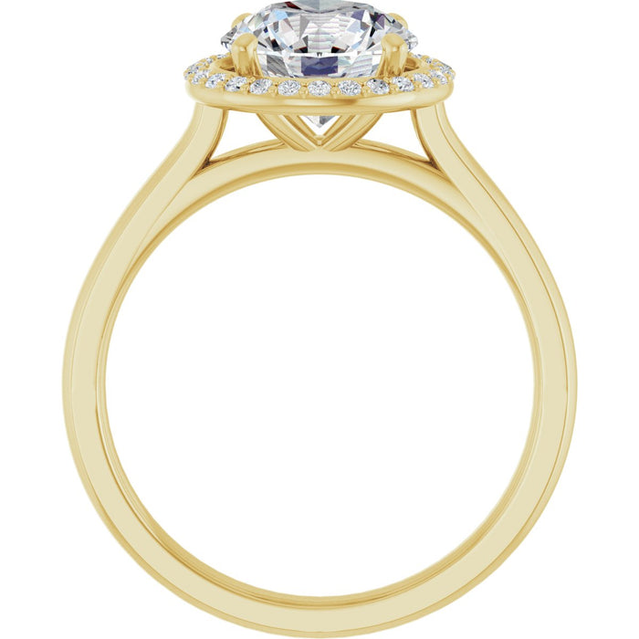 14K Yellow Gold 8 mm Round Halo-Style Engagement Ring Mounting