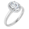 14K White Gold 8x6 mm Oval Halo-Style Engagement Ring Mounting