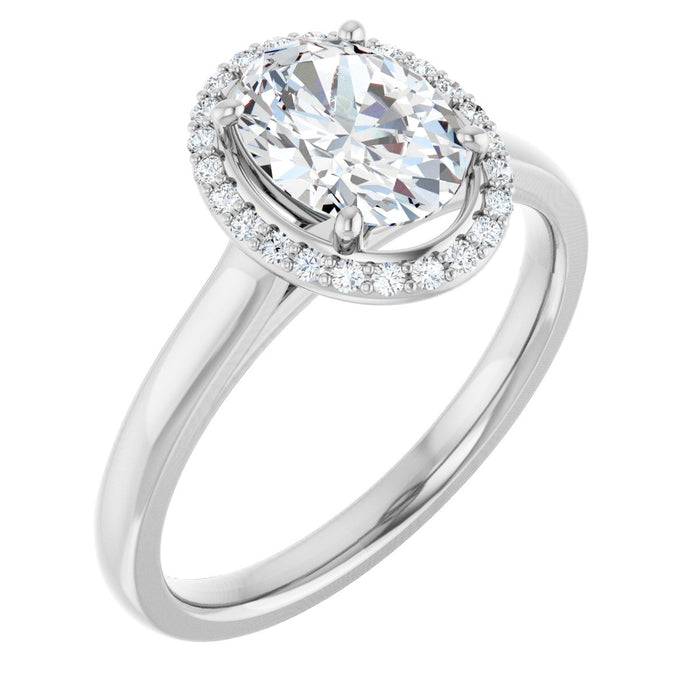 14K White Gold 8x6 mm Oval Halo-Style Engagement Ring Mounting