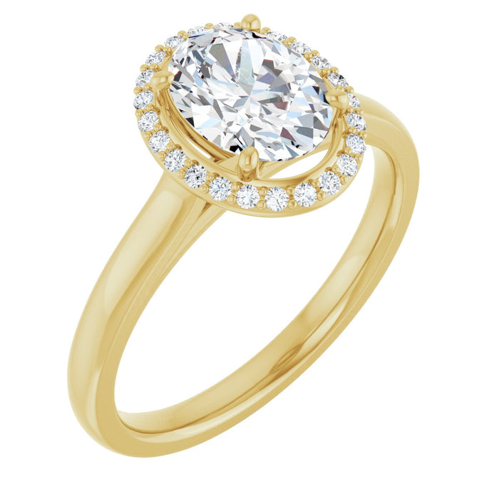 14K Yellow Gold 8x6 mm Oval Halo-Style Engagement Ring Mounting