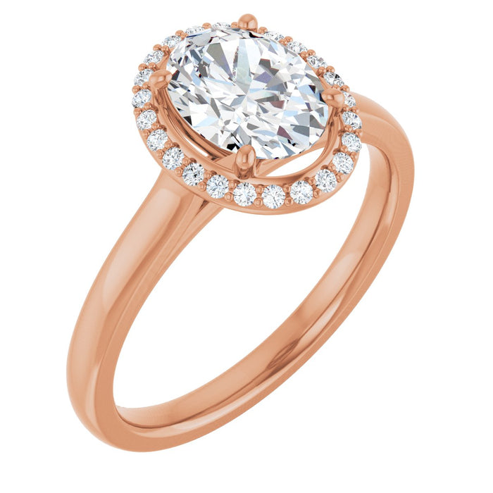 14K Rose Gold 8x6 mm Oval Halo-Style Engagement Ring Mounting