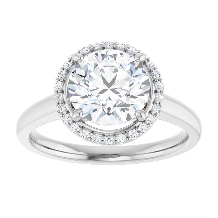 14K White Gold 8 mm Round Halo-Style Engagement Ring Mounting