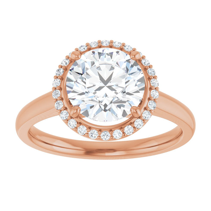 14K Rose Gold 8 mm Round Halo-Style Engagement Ring Mounting