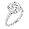 14K White Gold 8 mm Cushion Halo-Style Engagement Ring Mounting