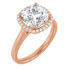 14K Rose Gold 8 mm Cushion Halo-Style Engagement Ring Mounting