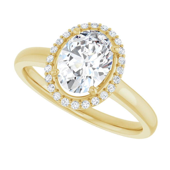 14K Yellow Gold 8x6 mm Oval Halo-Style Engagement Ring Mounting