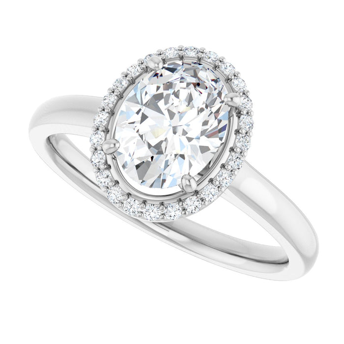 14K White Gold 8x6 mm Oval Halo-Style Engagement Ring Mounting