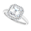 14K White Gold 7 mm Asscher Halo-Style Engagement Ring Mounting