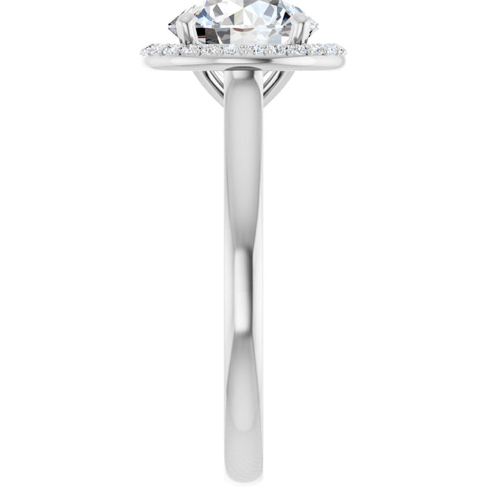 14K White Gold 8 mm Round Halo-Style Engagement Ring Mounting