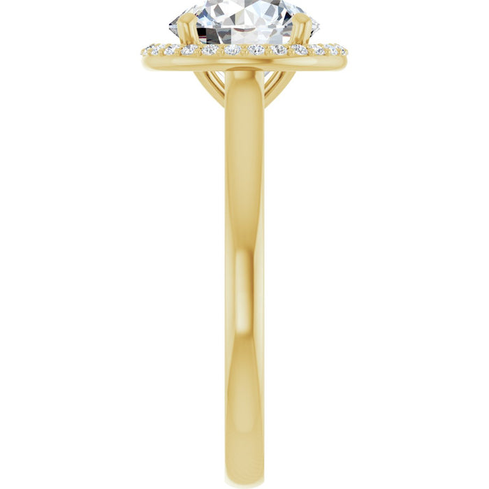 14K Yellow Gold 8 mm Round Halo-Style Engagement Ring Mounting