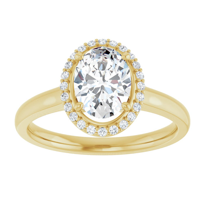 14K Yellow Gold 8x6 mm Oval Halo-Style Engagement Ring Mounting
