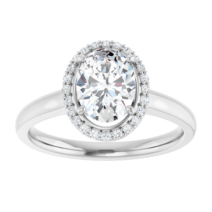 14K White Gold 8x6 mm Oval Halo-Style Engagement Ring Mounting