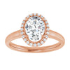 14K Rose Gold 8x6 mm Oval Halo-Style Engagement Ring Mounting