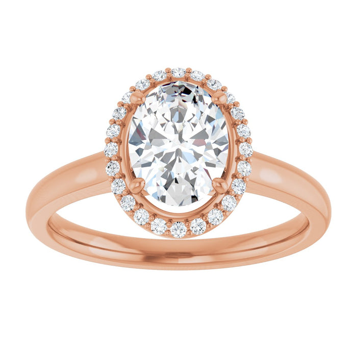 14K Rose Gold 8x6 mm Oval Halo-Style Engagement Ring Mounting
