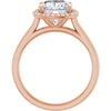 14K Rose Gold 8 mm Cushion Halo-Style Engagement Ring Mounting