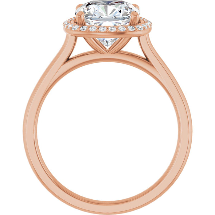 14K Rose Gold 8 mm Cushion Halo-Style Engagement Ring Mounting