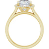 14K Yellow Gold 8 mm Cushion Halo-Style Engagement Ring Mounting