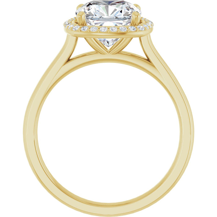 14K Yellow Gold 8 mm Cushion Halo-Style Engagement Ring Mounting