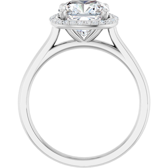 14K White Gold 8 mm Cushion Halo-Style Engagement Ring Mounting