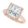 14K Rose Gold 8 mm Square Halo-Style Engagement Ring Mounting