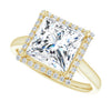14K Yellow Gold 8 mm Square Halo-Style Engagement Ring Mounting