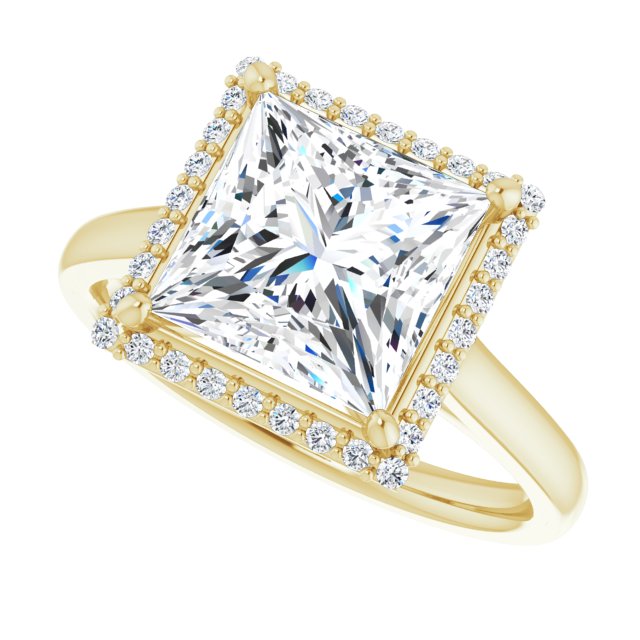 14K Yellow Gold 8 mm Square Halo-Style Engagement Ring Mounting