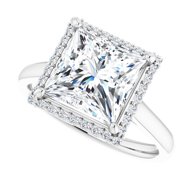 14K White Gold 8 mm Square Halo-Style Engagement Ring Mounting