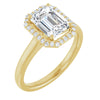 14K Yellow Gold 8x6 mm Emerald Halo-Style Engagement Ring Mounting