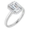 14K White Gold 8x6 mm Emerald Halo-Style Engagement Ring Mounting