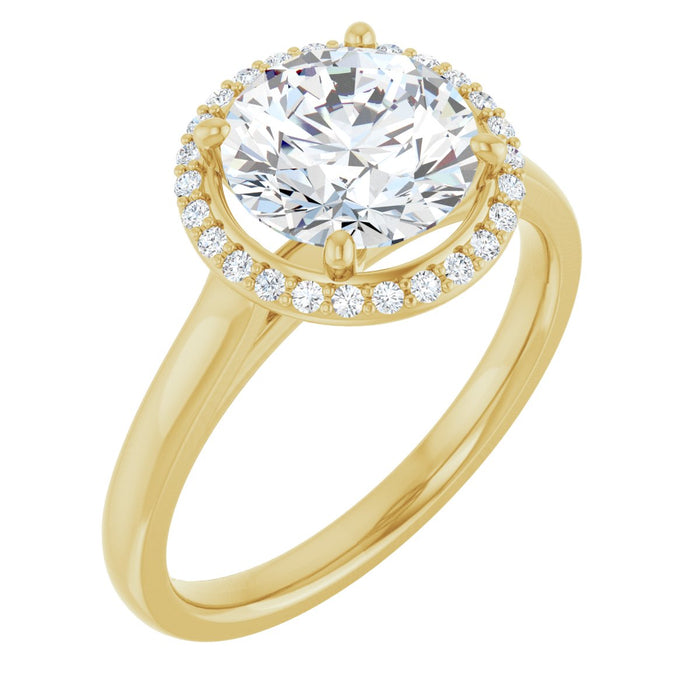 14K Yellow Gold 8 mm Round Halo-Style Engagement Ring Mounting