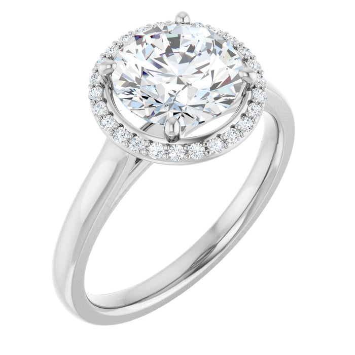 14K White Gold 8 mm Round Halo-Style Engagement Ring Mounting