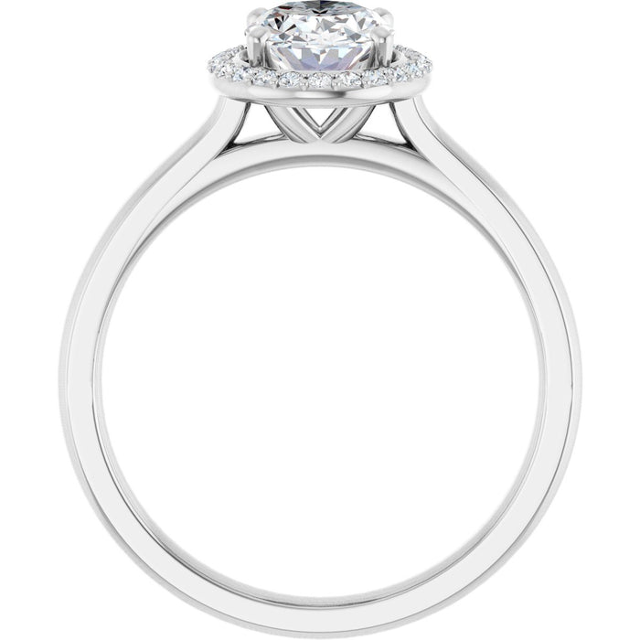 14K White Gold 8x6 mm Oval Halo-Style Engagement Ring Mounting