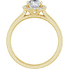 14K Yellow Gold 8x6 mm Oval Halo-Style Engagement Ring Mounting