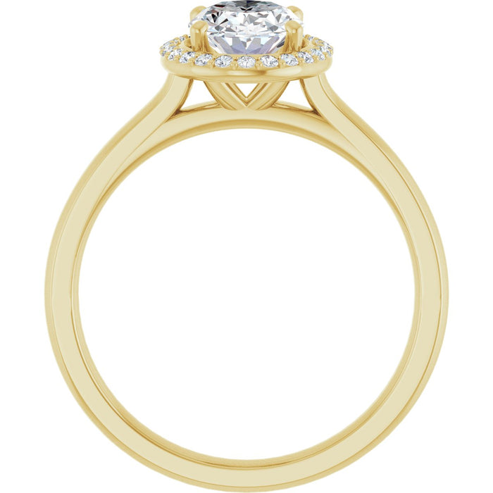 14K Yellow Gold 8x6 mm Oval Halo-Style Engagement Ring Mounting