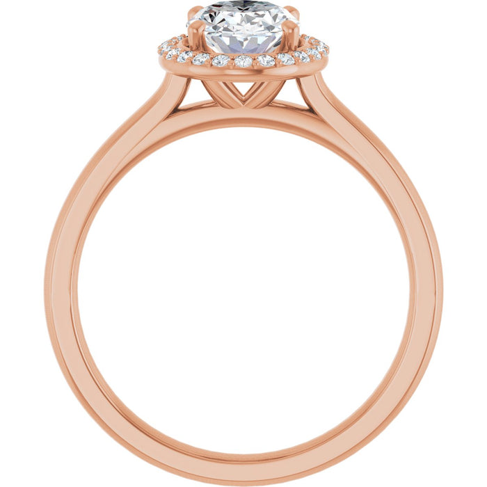 14K Rose Gold 8x6 mm Oval Halo-Style Engagement Ring Mounting