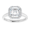 14K White Gold 7 mm Asscher Halo-Style Engagement Ring Mounting