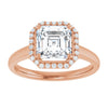 14K Rose Gold 7 mm Asscher Halo-Style Engagement Ring Mounting